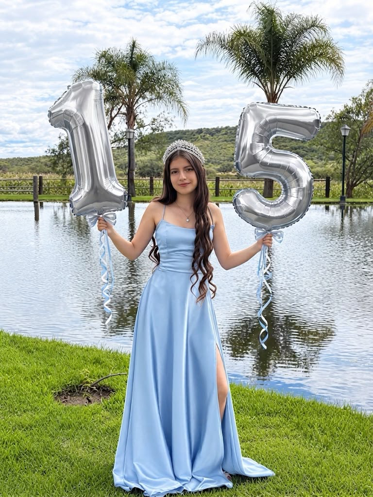 Zoe con globos de XV